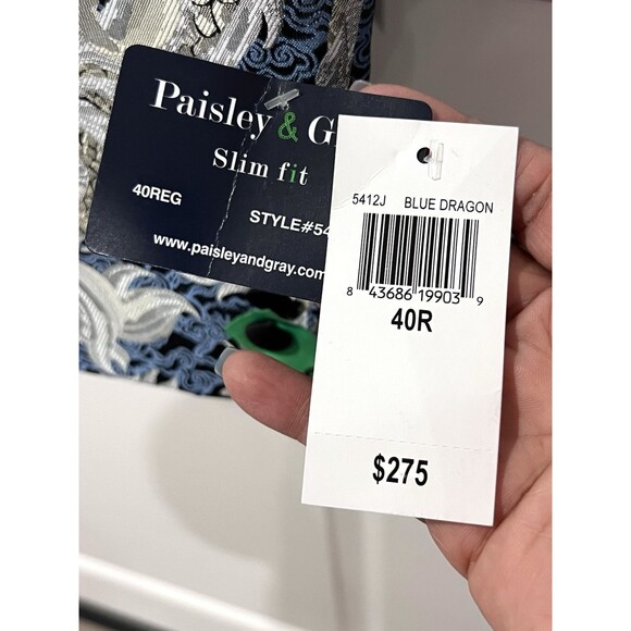 Paisley & Gray Blazer Men Size 40R Slim Fit Dragon Allover Print Sports Jacket - Picture 5 of 13